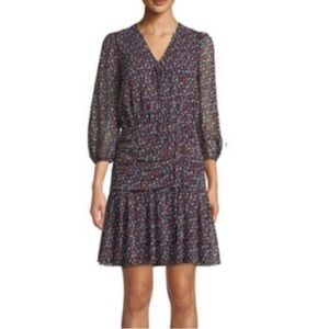 Shoshanna Bari Shirred Silk Floral Print Dress‎ – Size 0
